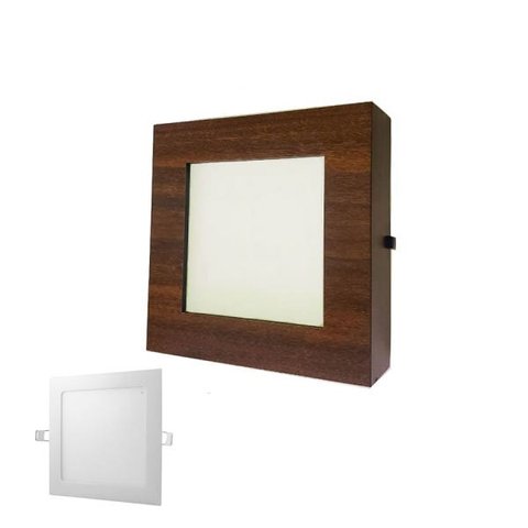 Plafon de LED 18W 3000K com Máscara Mdf Imbuia