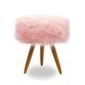 Puff Banqueta Decorativo Redondo Pés Palito Pelo Alto Rosê - 1