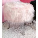 Ver imagem 2 de Puff Banqueta Decorativo Redondo Pés Aramado Pelo Alto Rosê