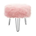 Ver imagem 1 de Puff Banqueta Decorativo Redondo Pés Aramado Pelo Alto Rosê