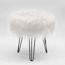 Ver imagem 2 de Puff Banqueta Decorativo Redondo Pés Aramado Pelo Alto Branco