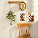Ver imagem 2 de Kit 2 Quadros Sala Gravuras Folhas Boho 24x18cm - com Vidro:moldura Branca