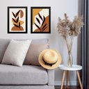 Ver imagem 1 de Kit 2 Quadros Sala Gravuras Folhas Boho 24x18cm - com Vidro:moldura Branca