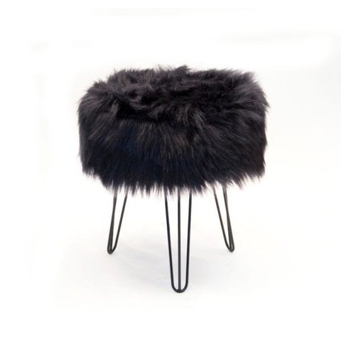 Banqueta Magnus Redonda Pelúcia Preto