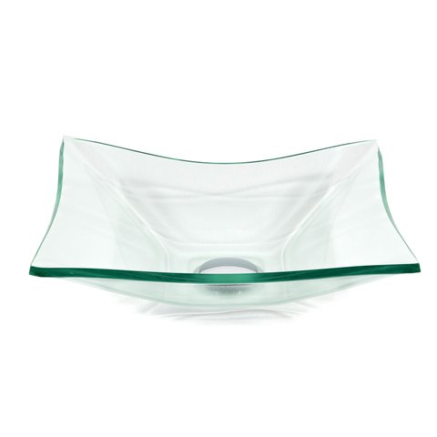 Cuba de Vidro P/ Banheiro Lavabo Retangular + Válvula Click:incolor