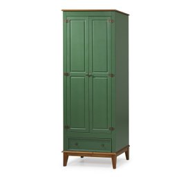 Guarda-roupa Rústico 2 Portas e 1 Gavetas - Madeira Maciça e Mdf - Verde - 1