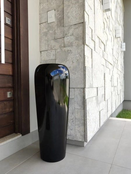Vaso de Fibra de Vidro Estilo Vietnamita Preto 76x29cm - 2