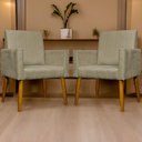 Ver mais imagens de Kit 4 Poltronas Decorativas Mari Suede Pé Palito Castanho - Nude Suede