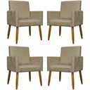 Ver imagem 1 de Kit 4 Poltronas Decorativas Mari Suede Pé Palito Castanho - Nude Suede