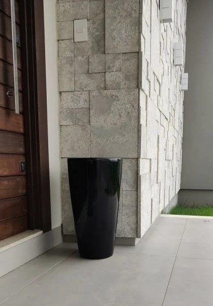 Vaso de Fibra de Vidro Preto 56X30cm Estilo Vietnamita pilao - 3