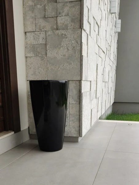 Vaso de Fibra de Vidro Preto 56X30cm Estilo Vietnamita pilao - 2