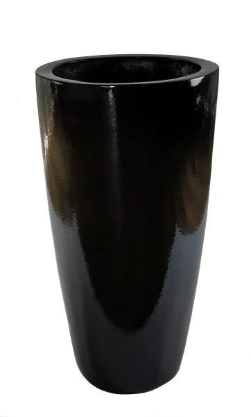 Vaso de Fibra de Vidro Preto 56X30cm Estilo Vietnamita pilao