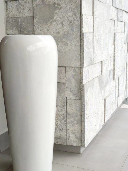 Vaso de Fibra de Vidro Estilo Vietnamita Branco 76x29 cm - 3