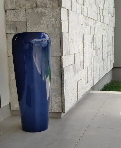 Vaso de Fibra de Vidro Vietnamita Azul 76x29cm Cachepot