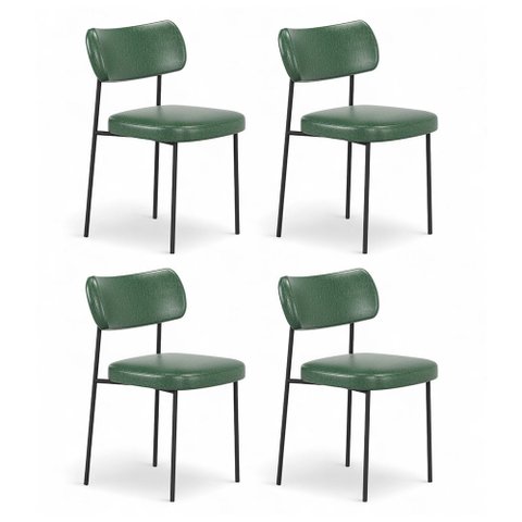 Kit 04 Cadeiras Sala de Jantar Lila Estofada com Encosto Couríssimo Verde - Abmaza