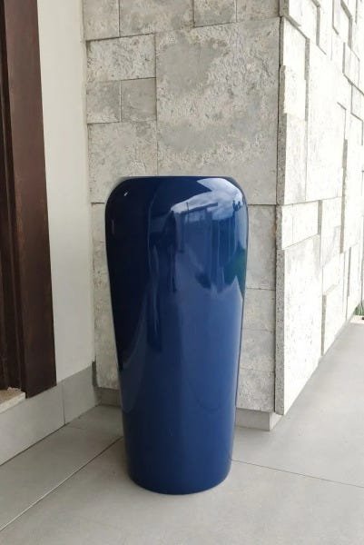 Vaso de Fibra de Vidro 63x28cm Estilo Vietnamita Azul - 3