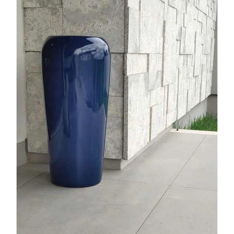 Vaso de Fibra de Vidro 63x28cm Estilo Vietnamita Azul