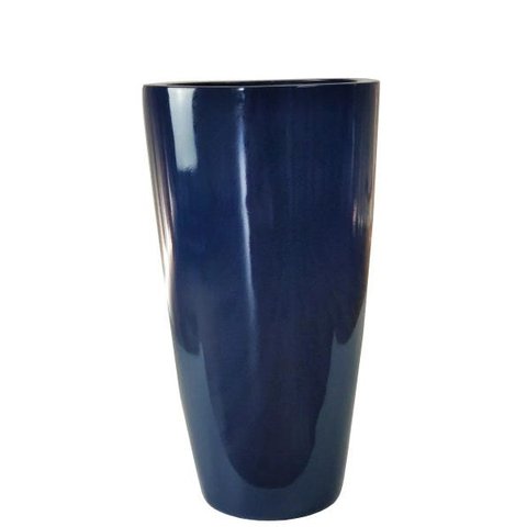 Vaso de Fibra de Vidro Azul 56x30cm Estilo Vietnamita Pilao
