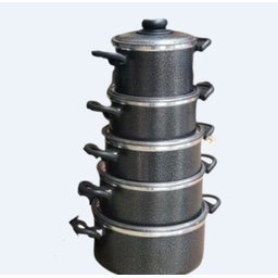 Conjunto De Panelas Em Aluminio Coloridas Cor preta 5 Peças - 1