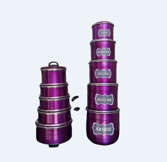 Conjunto Panelas e lata Aluminio Coloridas Roxo 10 peças | MadeiraMadeira