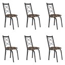 Ver imagem 1 de Kit 6 Cadeiras de Cozinha Delaware Estampado Mosaico Palha Pés de Ferro Preto - Pallazio
