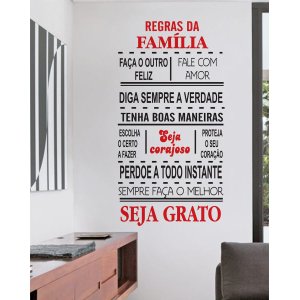 Decoração de Frase Regras Da Família Sala Quarto Cozinha