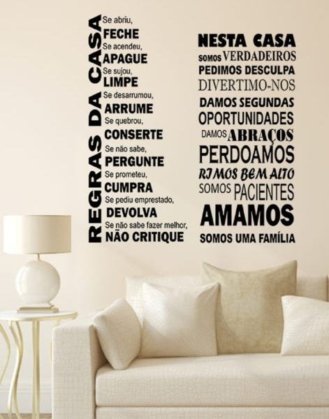 Adesivo Decorativo Frase Regras da Casa e Regra da casa