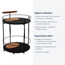 Ver imagem 2 de Carrinho Bar Móbile sem Porta Metal 62cm Preto-Amêndoa Rudnick