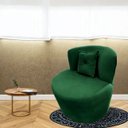 Ver imagem 2 de Poltrona Decorativa Orgânica Sala Recepção Suede Verde + Almofada