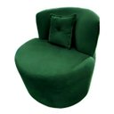Ver imagem 1 de Poltrona Decorativa Orgânica Sala Recepção Suede Verde + Almofada
