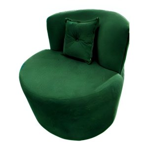 Poltrona Decorativa Orgânica Sala Recepção Suede Verde + Almofada