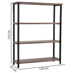 Estante Industrial Aço Preto 120x153 I12 Castanho Madeira Taeda - 3