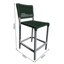 Ver imagem 3 de Kit 6 Banquetas França em Corda Náutica e Base em Alumínio Cinza para Área Gourmet Verde Musgo