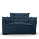 Ver imagem 1 de Sofá 2 Lugares para Sala Moderno Confortável Stella Suede:azul Marinho