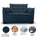 Ver imagem 4 de Sofá 2 Lugares para Sala Moderno Confortável Stella Suede:azul Marinho