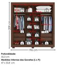 Ver imagem 3 de Guarda Roupa Casal 2 Portas de Correr 4 Gavetas Titan 196 cm Jacaranda Zanz