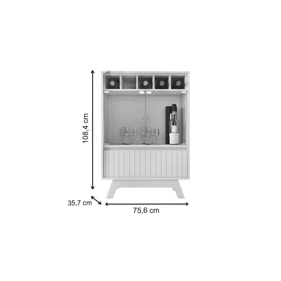 Cristaleira Adega Bar Flor DJ Móveis com Porta de Vidro Preto Gloss - 3