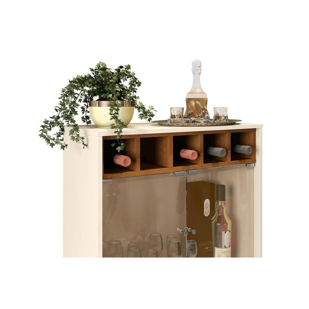 Cristaleira Adega Bar Flor DJ Móveis com Porta de Vidro Preto Gloss - 2