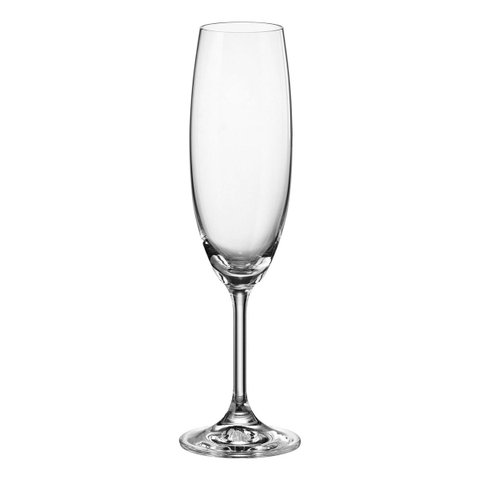 Jogo 6 Taças Champanhe Bohemia Bruna Cristal 220ml 23x6x6cm Transparente