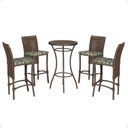 Ver imagem 1 de Mesa Bistrô e 4 Banquetas Roma Marrom Corda Estofado 5 Trama Marrom