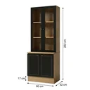 Ver imagem 3 de Cristaleira para Cozinha com 4 Portas e Vidro Conecta Frise Cinamomo/Preto Yescasa