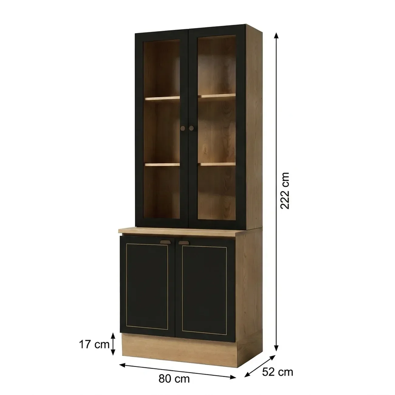 Ver imagem 2 de Cristaleira para Cozinha com 4 Portas e Vidro Conecta Frise Cinamomo/Preto Yescasa