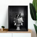 Ver imagem 1 de Quadro Preto e Branco Banheiro - Bulldog 24x18cm - com Vidro:moldura Branca