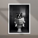Ver imagem 2 de Quadro Preto e Branco Banheiro - Bulldog 24x18cm - com Vidro:moldura Branca