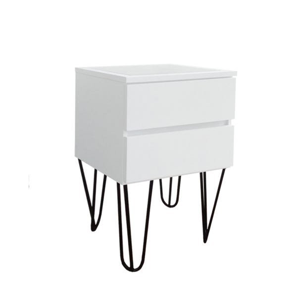 Mesa de Cabeceira Lateral de Apoio Penteadeira Pés Hairpin Legs Estilo Industrial Branco Laca - 5