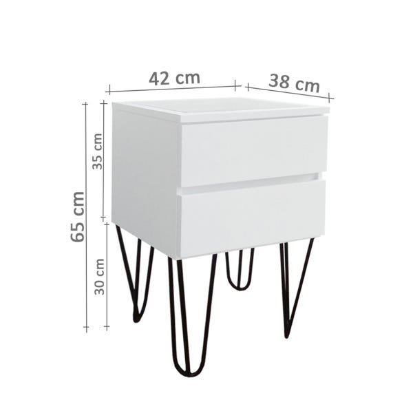 Mesa de Cabeceira Lateral de Apoio Penteadeira Pés Hairpin Legs Estilo Industrial Branco Laca - 6