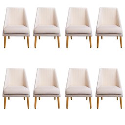 Kit 08 Cadeiras Para Sala de Jantar Ana Pés Palito Veludo Bege D'Classe Decor - 1