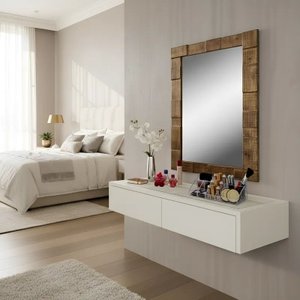 Penteadeira Aparador Suspenso para Maquiagem Quarto Off White Laca