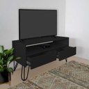Ver imagem 2 de Rack para Tv Bancada com Nicho e Gaveta Pés Hairpin Legs Estilo Industrial Preto Laca