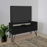 Rack para Tv Bancada com Nicho e Gaveta Pés Hairpin Legs Estilo Industrial Preto Laca - 1